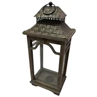 Malá dřevěná lucerna 22,5 x 17 x 50,5 cm šedohnědá