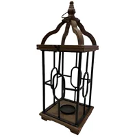 Střední lucerna dřevo kov 24 x 24 x 62 cm hnědá