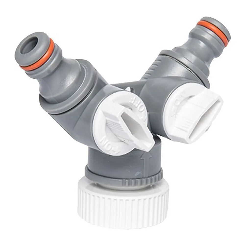 Hadicová rozbočka, rozdvojka WHITE LINE s 2 uzávěry, vnitřní závit  3/4"-1", WL-2222