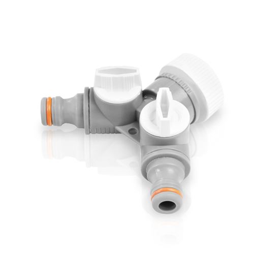 Hadicová rozbočka, rozdvojka WHITE LINE s 2 uzávěry, vnitřní závit  3/4"-1", WL-2222