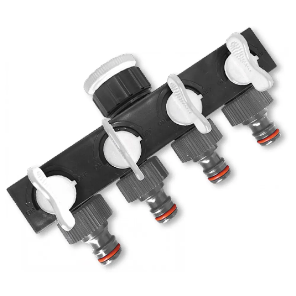 Rozdělovač se 4 separátními a nastavitelnými uzávěry WHITE LINE vnitřní závit 3/4"-1", WL-3033, 