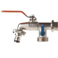 Záhradný ventil dvojcestný 3/4" M 2 x 1" M pákový s nástavcem na hadici