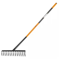 Ocelové zahradní hrábě se 14 hroty KT-V2040 šíře 365 mm - rukojeť 155 cm