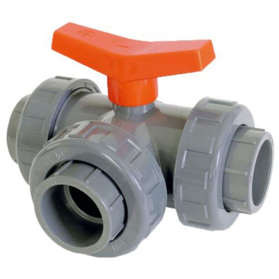 PVC trojcestný kulový ventil T 63 mm lepení x lepení