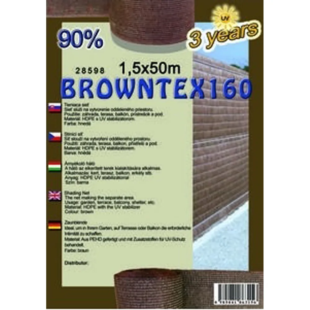 Stínící síť BROWNTEX160 1,5 x50m hnědá 90%