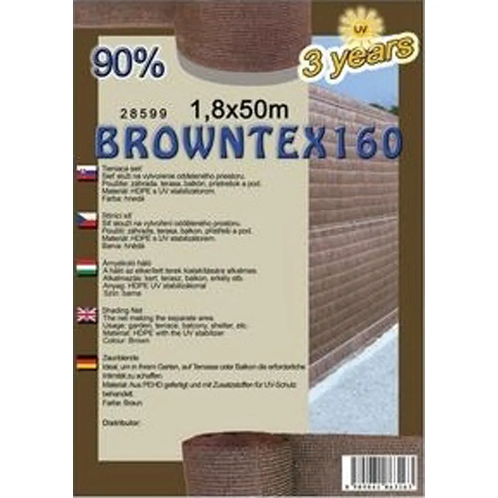 Stínící síť BROWNTEX160 1,8 x50m hnědá 90%