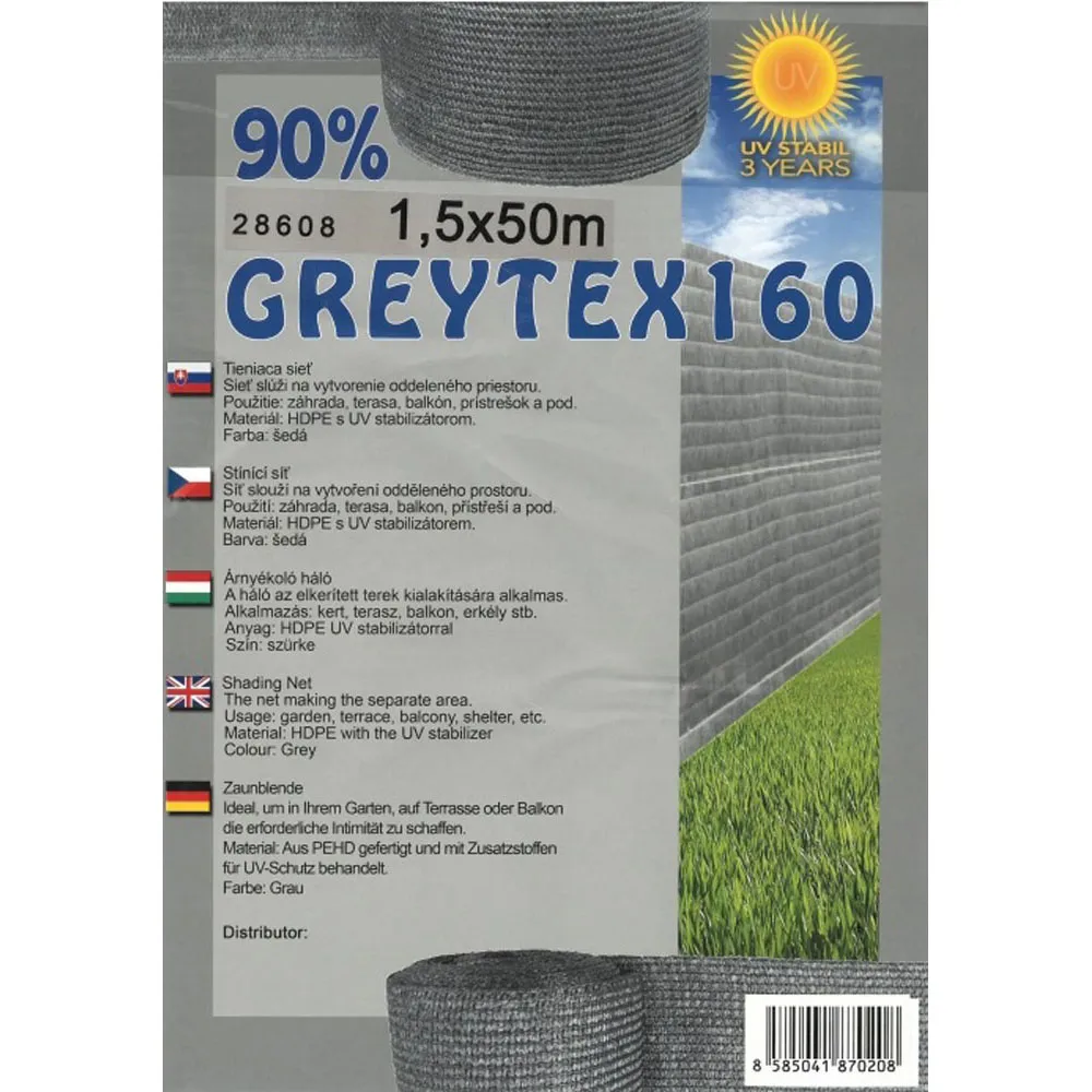 Stínící síť GREYTEX160 1,5 x50m šedá 90%