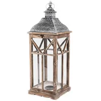 Střední dřevěná lucerna 23,5 x 23,5 x 65 cm hnědá