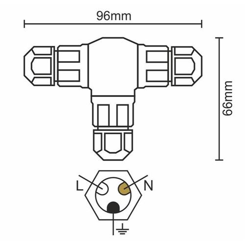 Konektor Nedes CW133 - IP67 C20A/WP/3x1,5/3