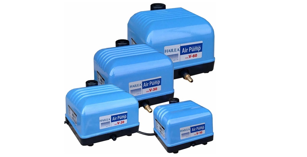 Vzduchovací kompresory Hailea Air Pump řady V10 V20 V30 a V60 pro zahradní jezírka a akvakulturu