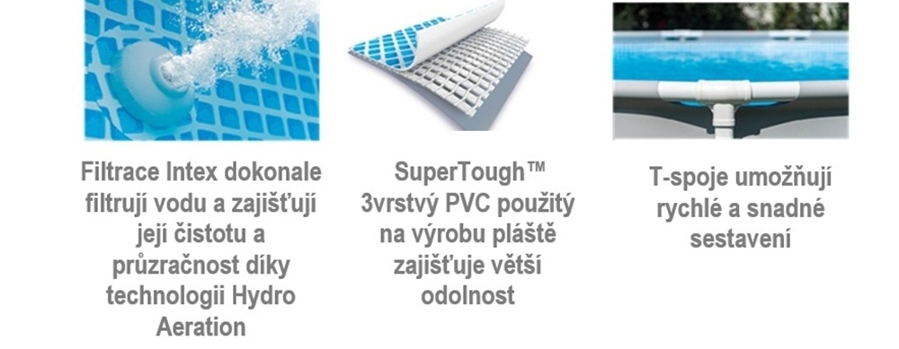 Technologie bazénů Intex – Hydro Aeration, SuperTough PVC a T-spoje