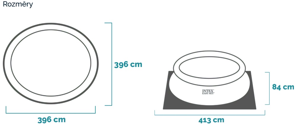 Rozměry bazénu Intex Easy Set 396 x 84 cm