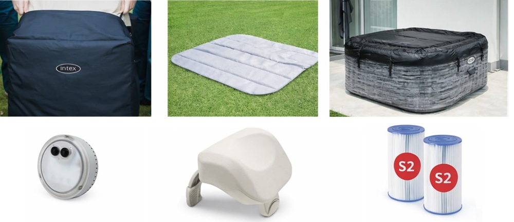 Příslušenství k vířivkám Intex – filtrace, kryt, podložka a doplňky