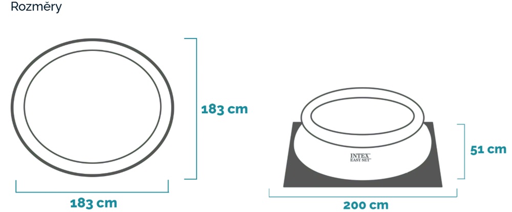 Rozměry bazénu Intex Easy Set 183 x 51 cm