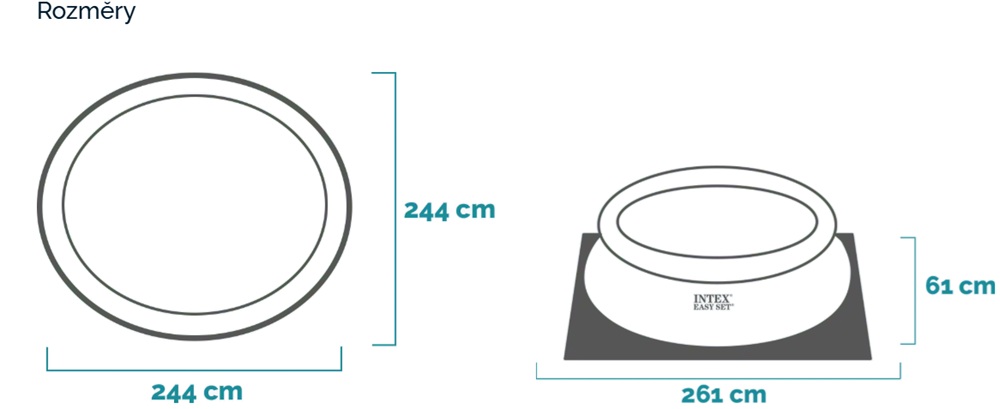 Rozměry bazénu Intex Easy Set 244 x 61 cm