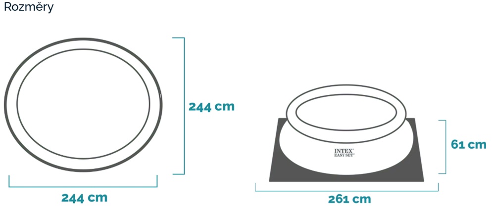 Rozměry bazénu Intex Easy Set 244 × 61 cm