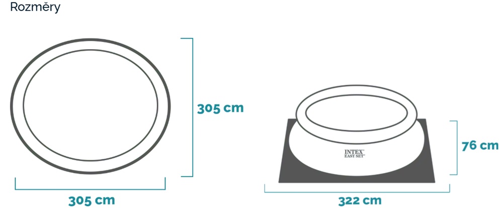 Rozměry bazénu Intex Easy Set 305 x 76 cm