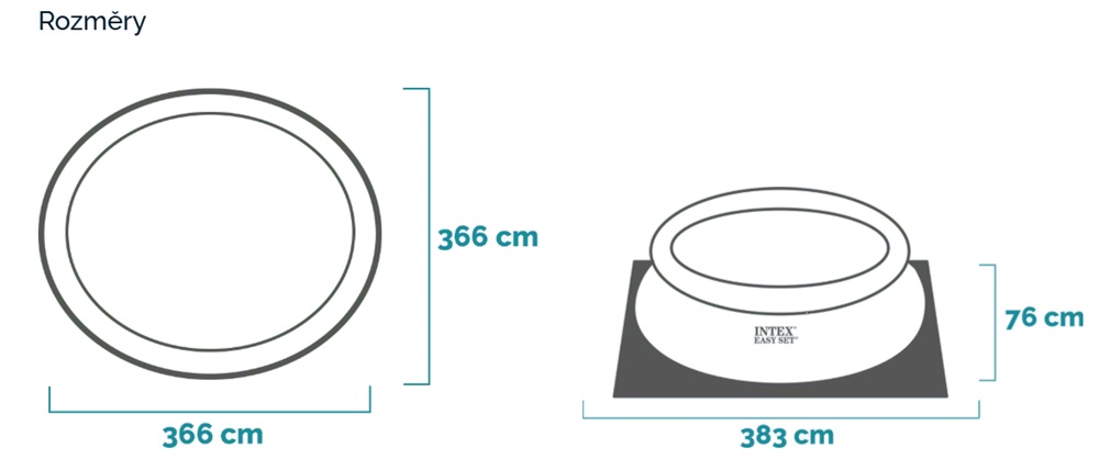 Rozměry bazénu Intex Easy Set 366 x 76 cm
