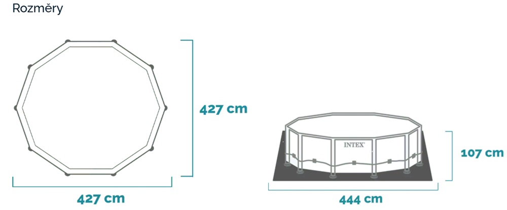Rozměry bazénu Intex Prism Frame 427 x 107 cm